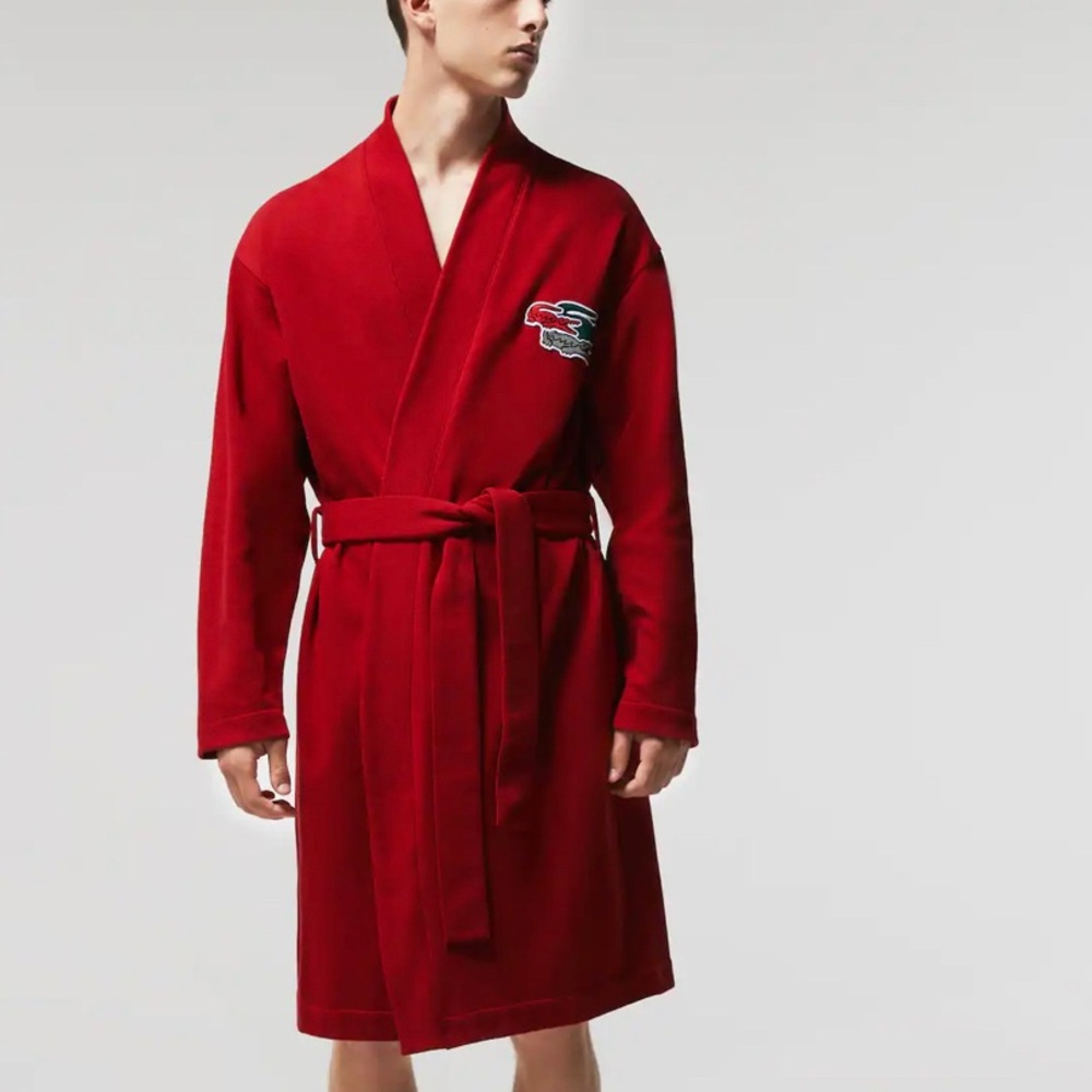NWT Men’s Embroidered Crocodiles Loose Cotton Blend Bathrobe